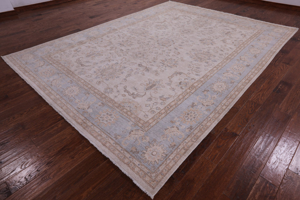 Peshawar White Wash Handmade Wool Rug 8' 11" X 12' 0" Q7843