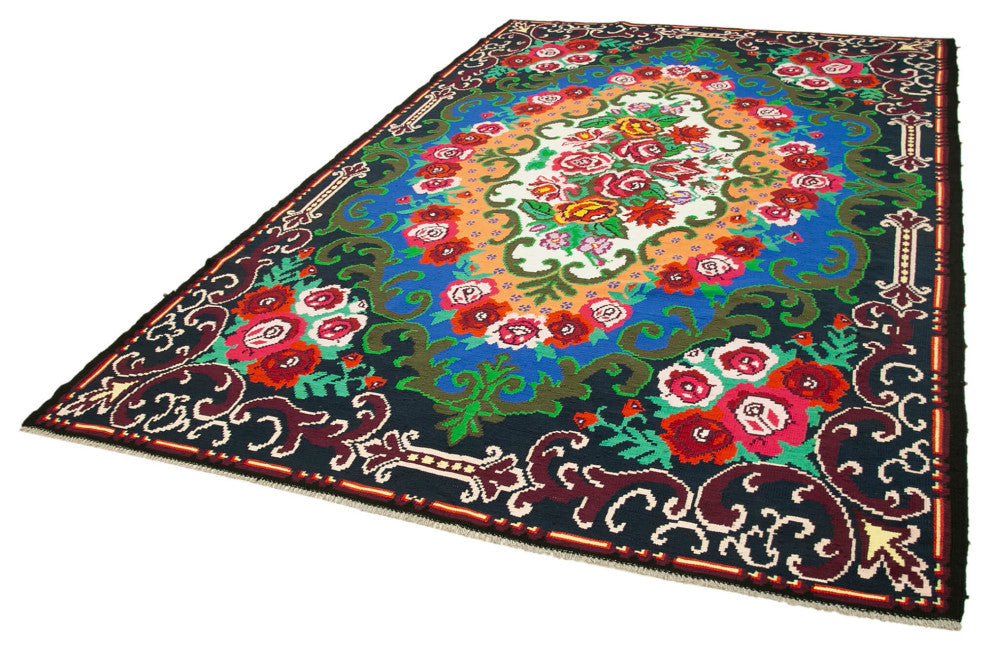Rug N Carpet - Handmade Bessarabian 7' 1'' x 11' 0'' Vintage Floral Kilim Rug