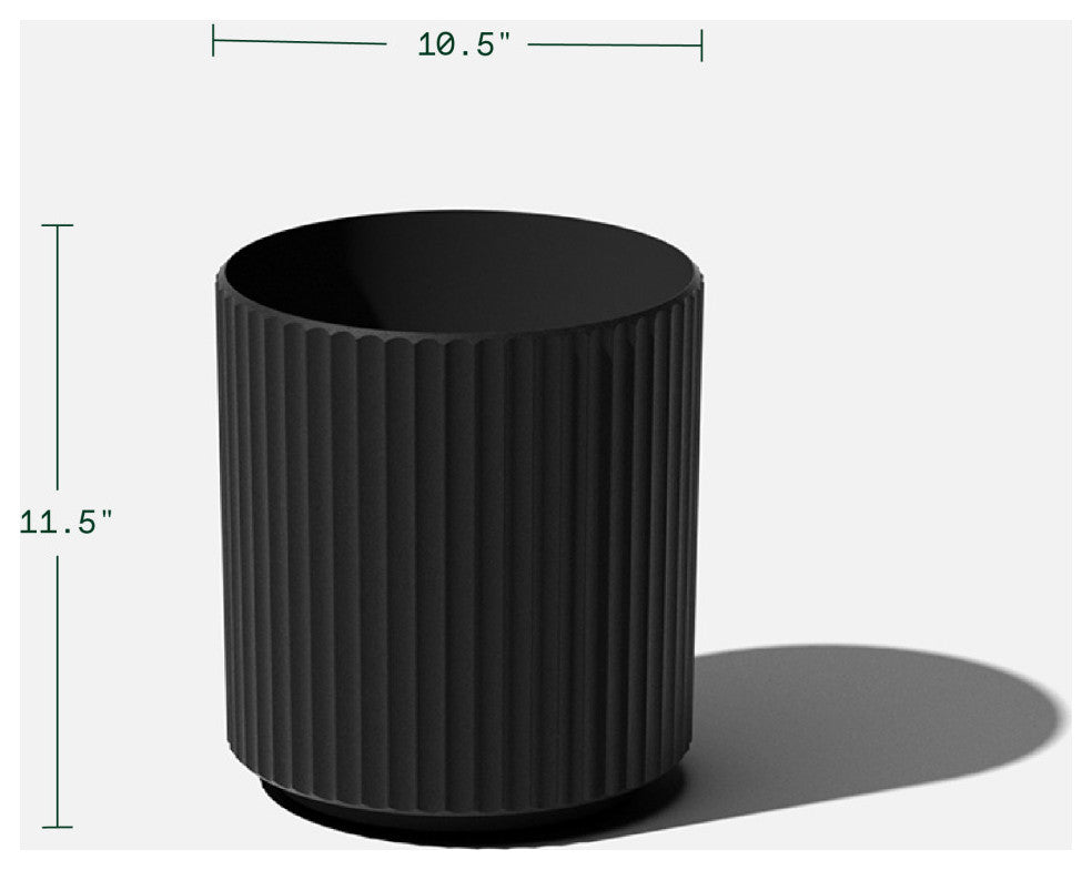 Veradek Demi Series Planter, Black, 12", 1 Pack