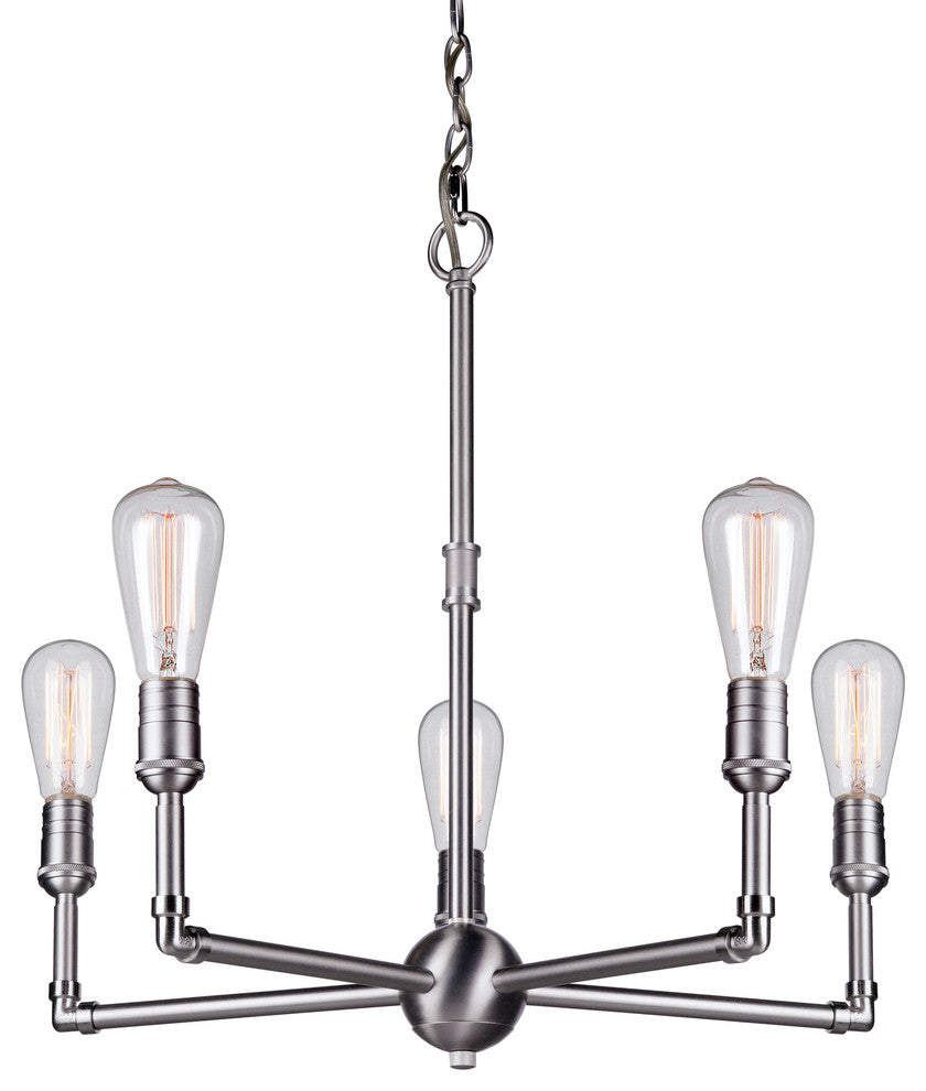 5 Light Chandelier, Brushed Nickel