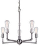 5 Light Chandelier, Brushed Nickel