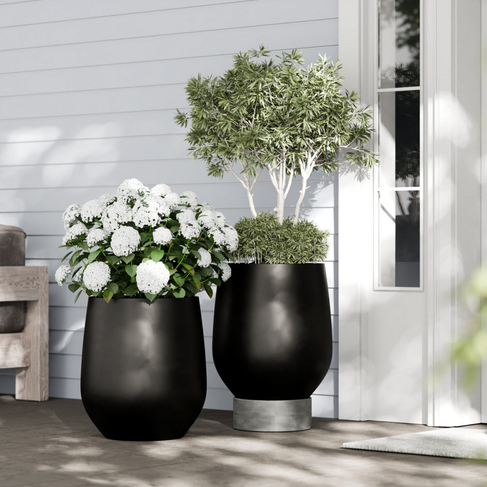 DTY Signature Mount Wilson 1-piece Fiberstone Tapered Planter, Black, Large