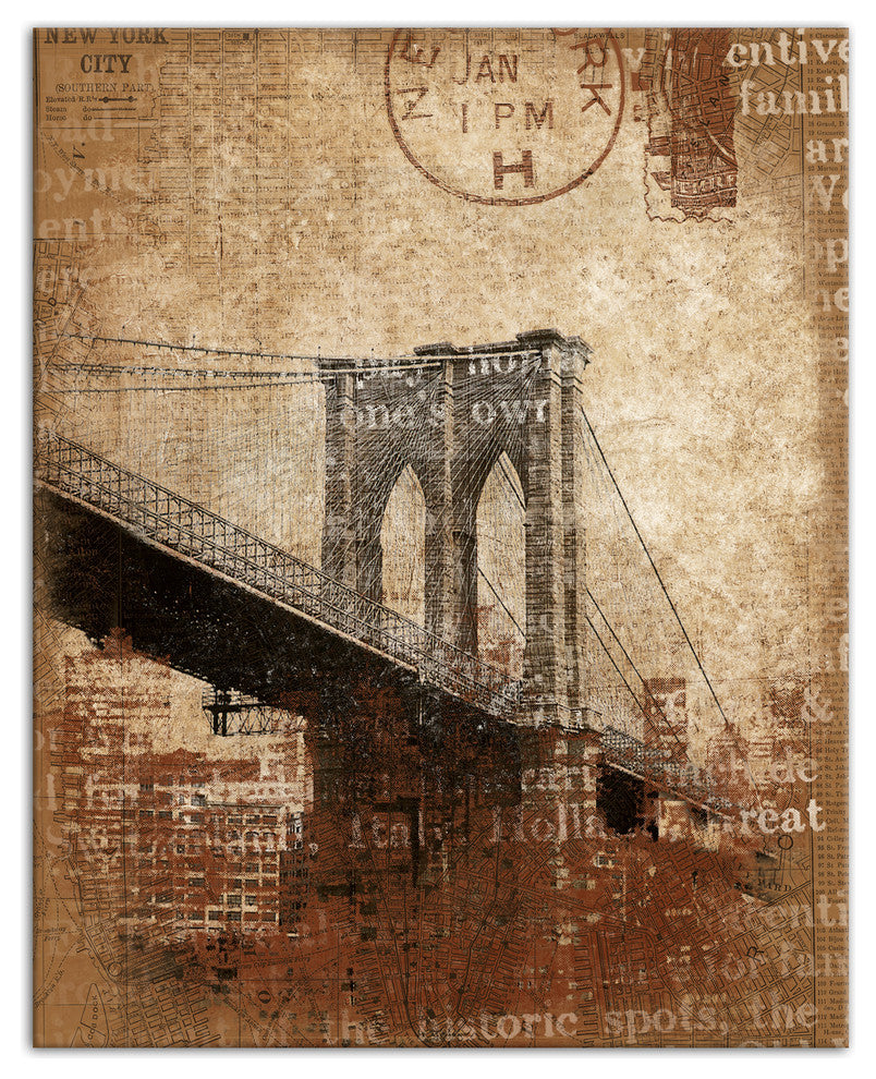 Brooklyn Bridge Distressed Print on Canvas