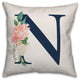 Floral Monogram N 18x18 Indoor/Outdoor Pillow