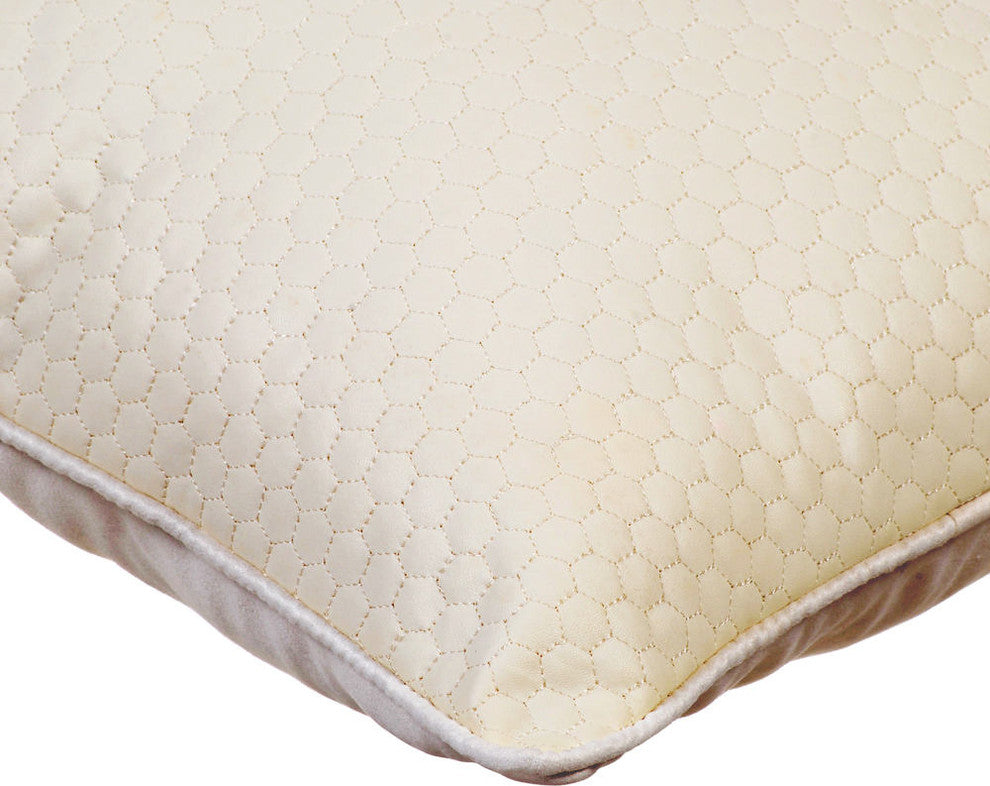 Ivory & White Throw Pillows On Bed Beehive 20"x20" Leather, Invisible White