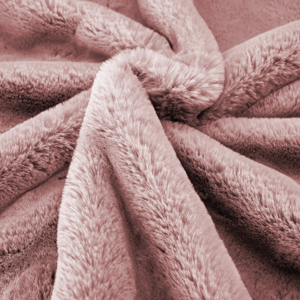 Heavy Faux Fur Throw Pillow Covers 2pcs Set, Rose Smoke, 14''x26''