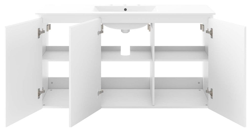 Bryn 48" Wall-Mount Bathroom Vanity, White White