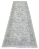 Ivory, Hand Knotted Angora Ushak, Afghan Wool Runner Rug, 3'0"x10'0"
