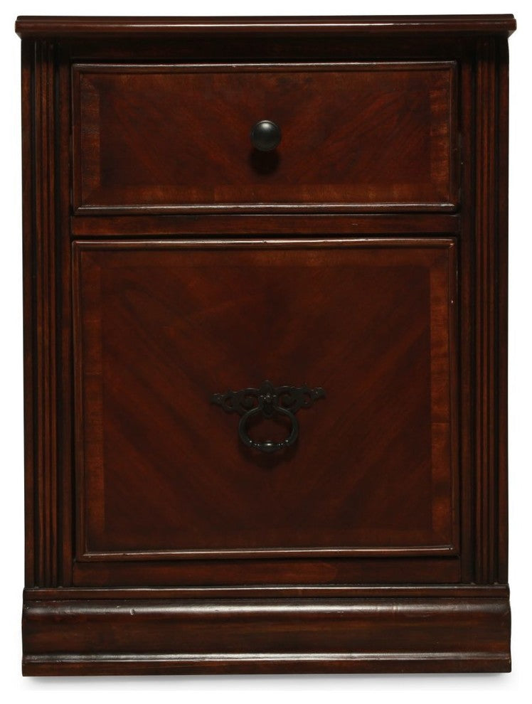 Transitional Style Wooden File Cabinet with Two Spacious Drawers, Brown