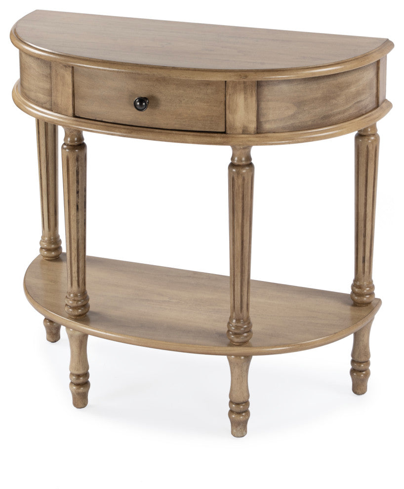 Mozart Hand-Painted Demilune Console Table, Tuscan Cream, Antique Beige