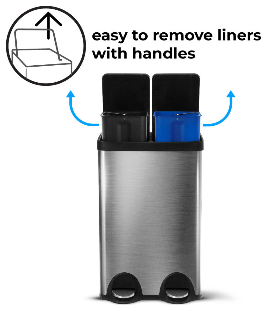 Home Zone Living 15.8 Gallon Dual Kitchen Trash Can in-Home Recycling Bin
