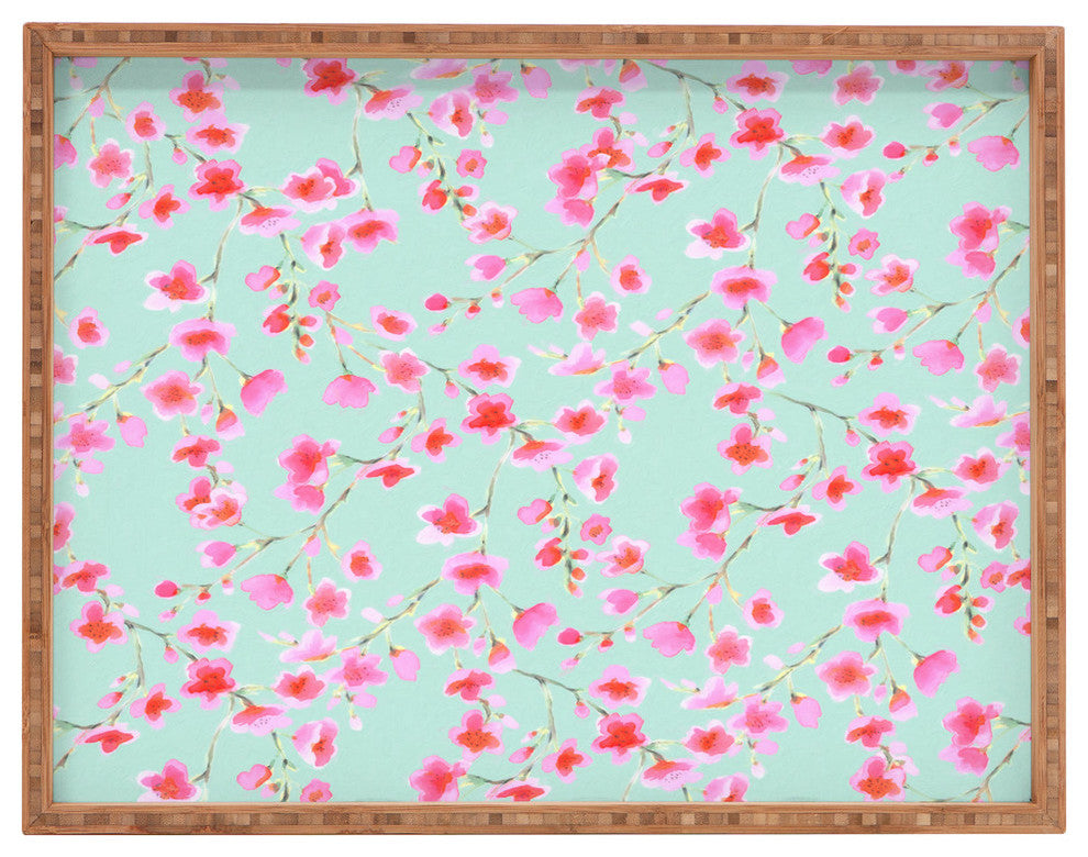 Deny Designs Jacqueline Maldonado Cherry Blossom Mint Rectangular Tray