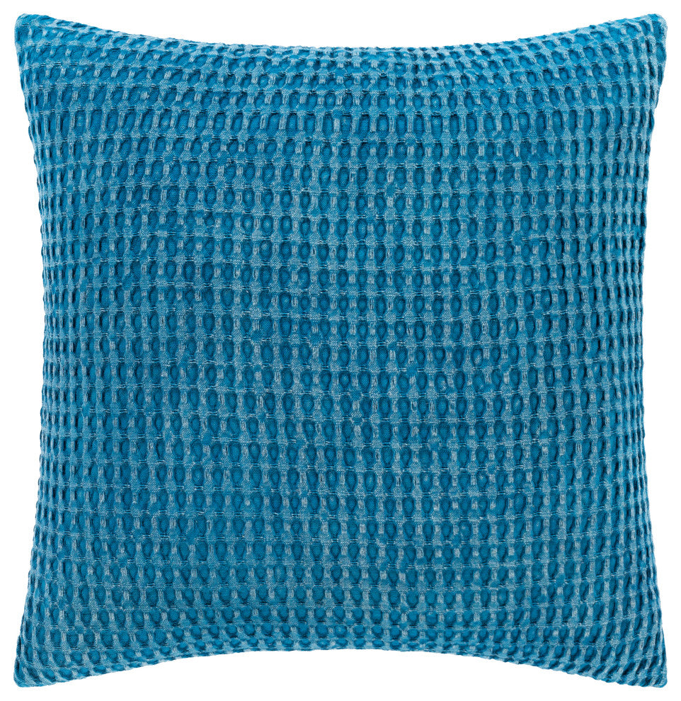 Surya Waffle WFL-002 18"x18" Pillow Cover, Bright Blue