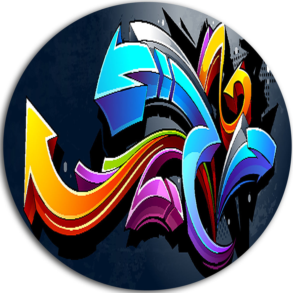 Direction Street Art, Graffiti Round Wall Art, 23"