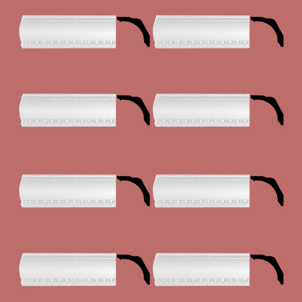Cornice White Urethane Gwendolyn Ornate Design 8 Pieces Totaling 630" Length