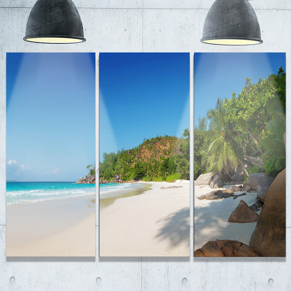 "Anse Georgette Beach Light Blue" Metal Wall Art, 3 Panels, 36"x28"