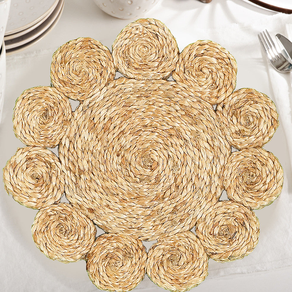Sunshine Braided Organic Jute Placemats, Set of Two