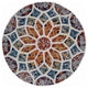 4' Round Multicolored Floral Mosaic Area Rug