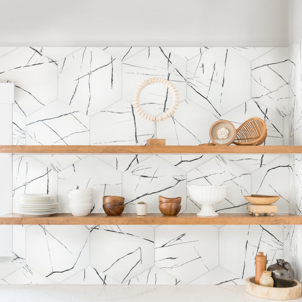Visium Hex White Porcelain Floor and Wall Tile