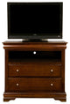Rubberwood TV Media Chest With 2 Drawers And 1 Shelf Brown