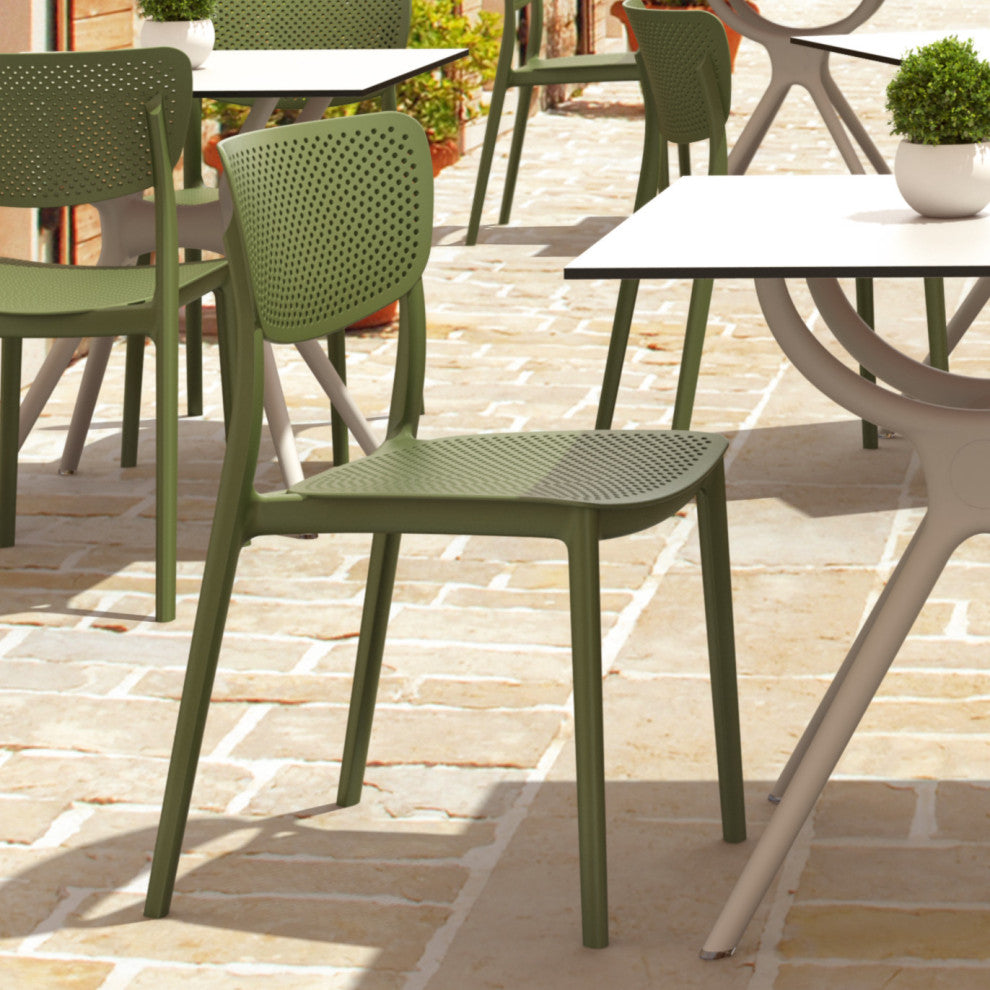 Lucy Outdoor Dining Chair, Set of 2, Olive Green