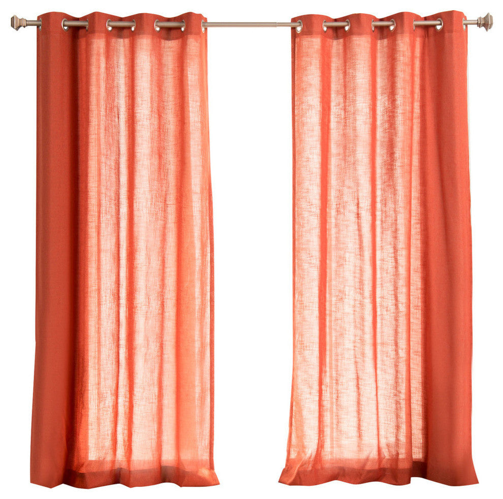 Faux Linen Blend Curtain Panel, Set of 2, Terrared, 52"w X 84"l