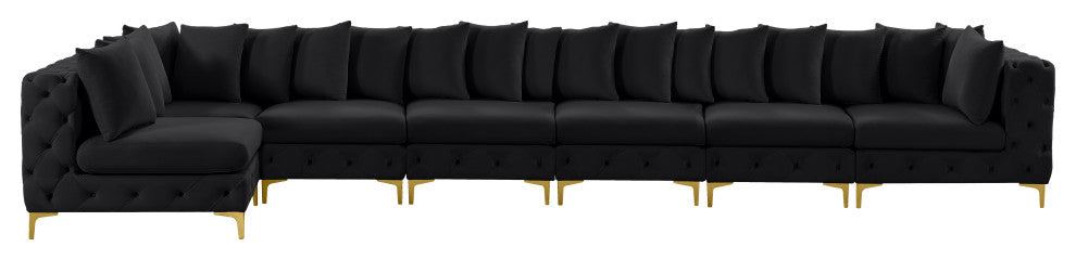 Tremblay Modular Sectional, Black, L-Shaped, 7-Piece: Armless (5), Corner (2)