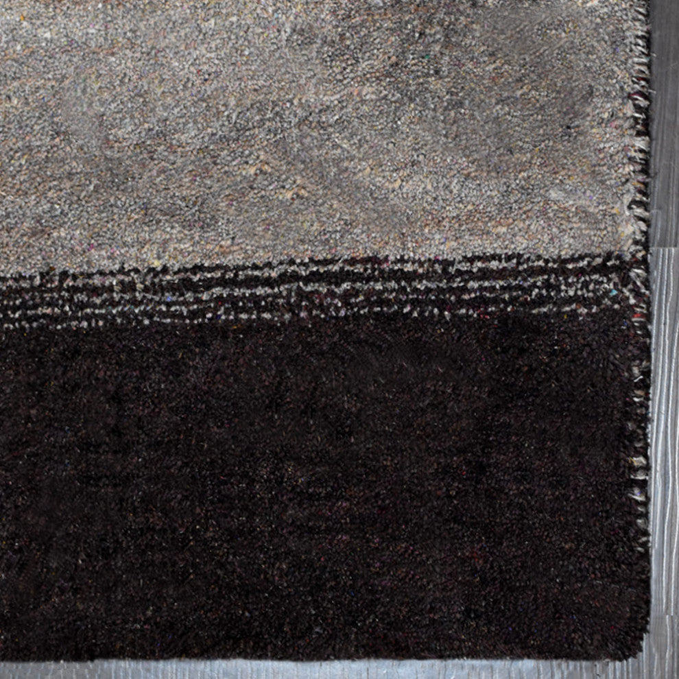 HAND KNOTTED LOOM SILK AREA RUGS-6'x9',Rectangle,Brown Beige,Contemporary
