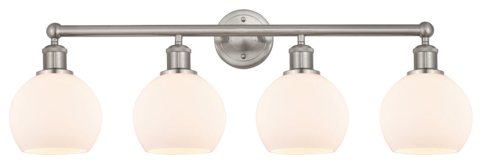 Athens 33" Bath Vanity Light, Brushed Satin Nickel, Matte White Shade