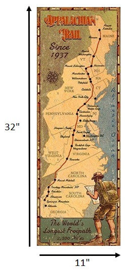 c1937 Distressed Appalachian Trail Wall Art