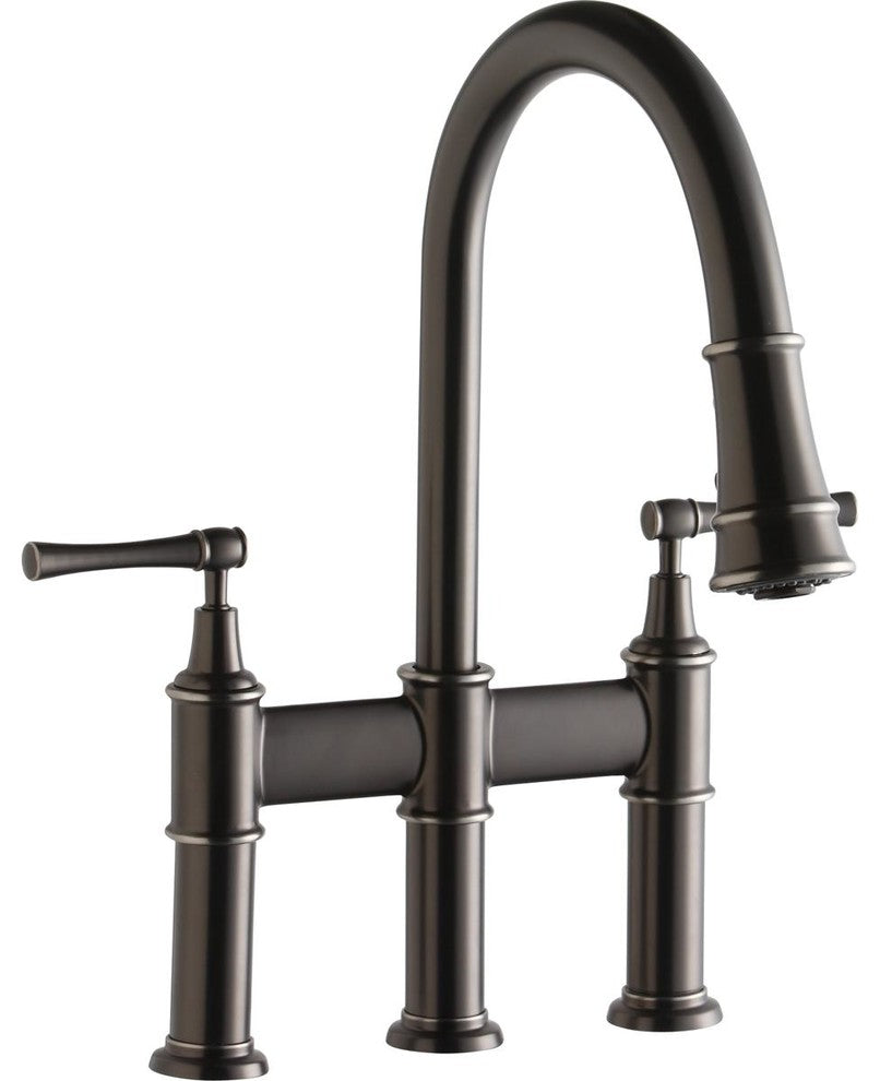LKEC2037AS Explore Three Hole Faucet With Pull-down Spray Antique Steel