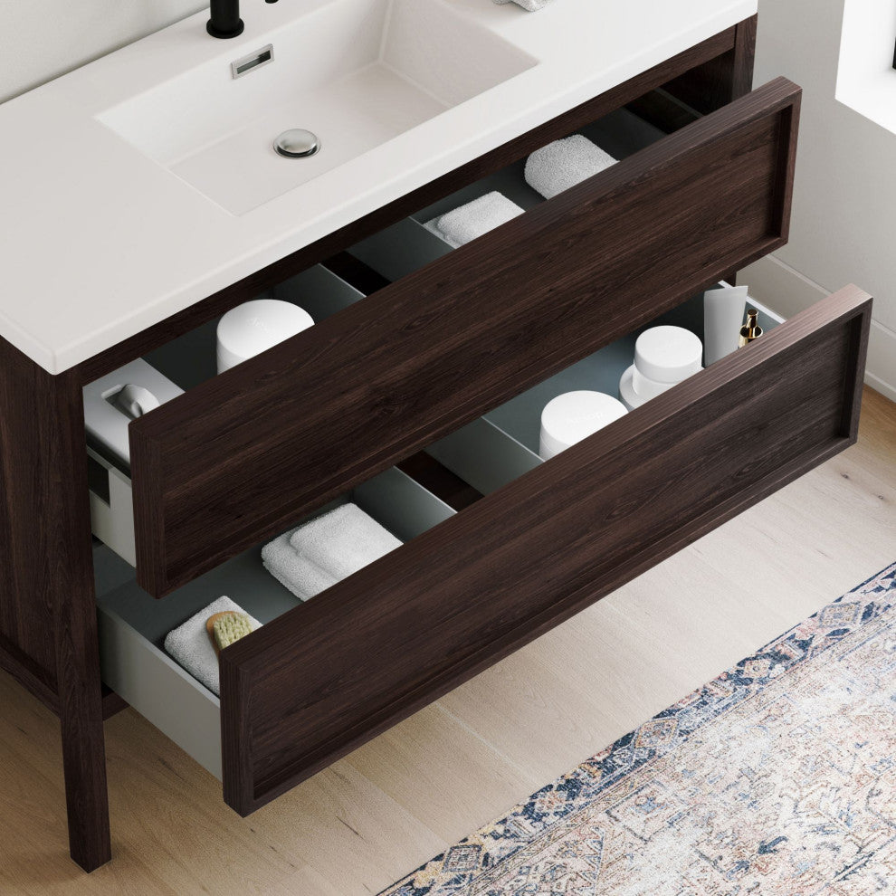 The Shiloh Bathroom Vanity, Dark Walnut, 48", Single Sink, Freestanding