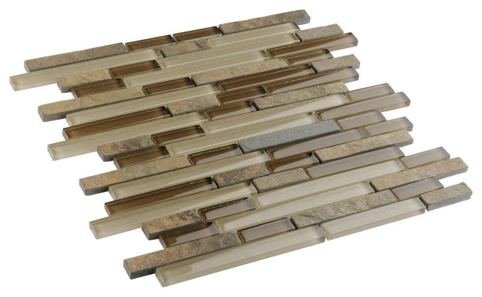 Tessera Piano Glass and Stone Mosaic Wall Tile, Brixton, Brixton