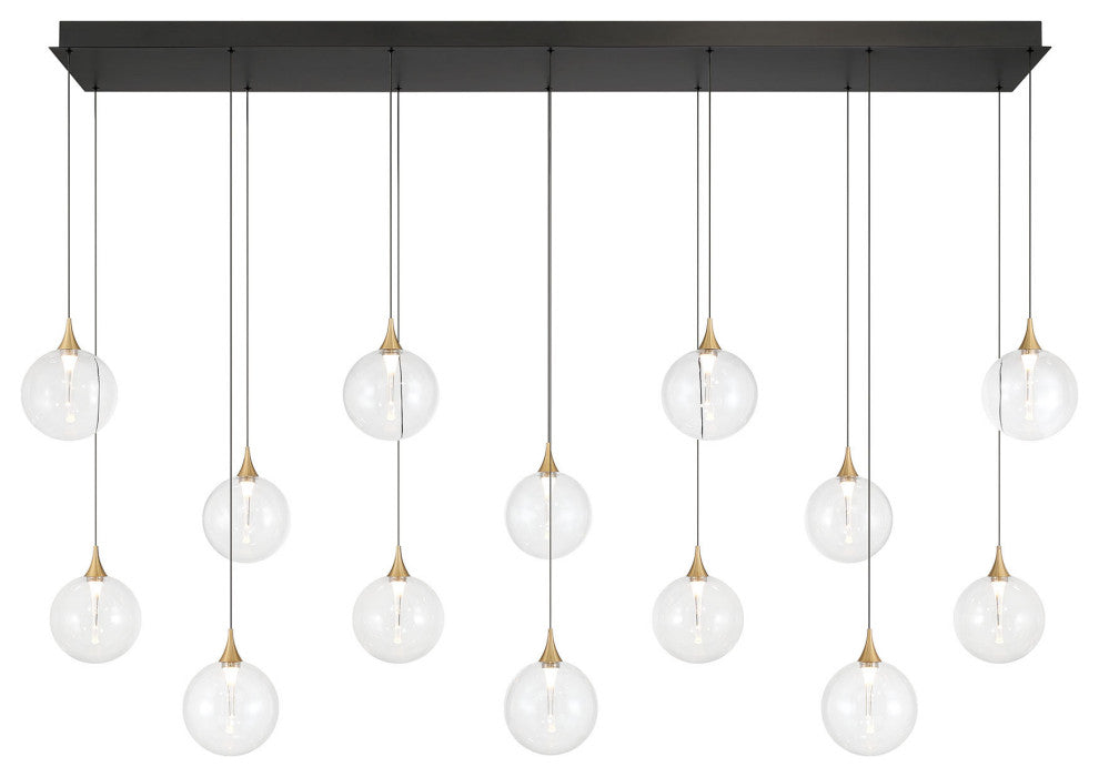 Iissa 14L 72" Gold Clear Chandelier