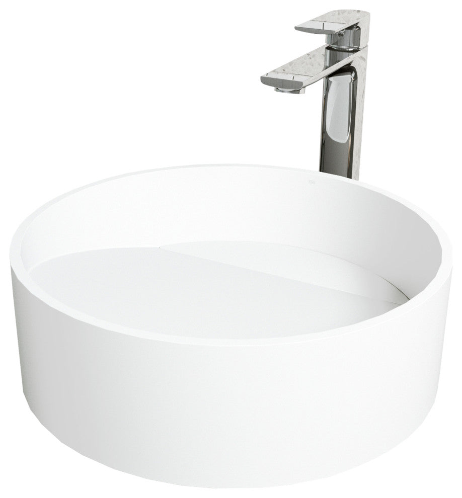 Starr 15"L x 15"W MatteStone Vessel Sink and Norfolk 11"H Faucet Set