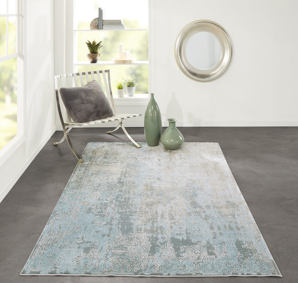 Momeni Genevieve Polyester Area Rug, Light Blue, 3'10"x5'7"