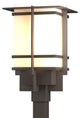 Tourou Large Outdoor Post Light, Coastal Dark Smoke Finish, Opal Glass