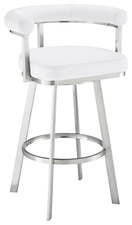Magnolia Swivel Counter or Bar Stool in Faux Leather and Metal