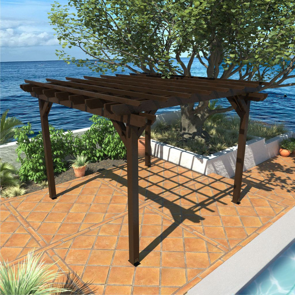The Sequoia Professional Commercial Grade Ridgecrest 12x12 Pergola, Weathered Acorn
