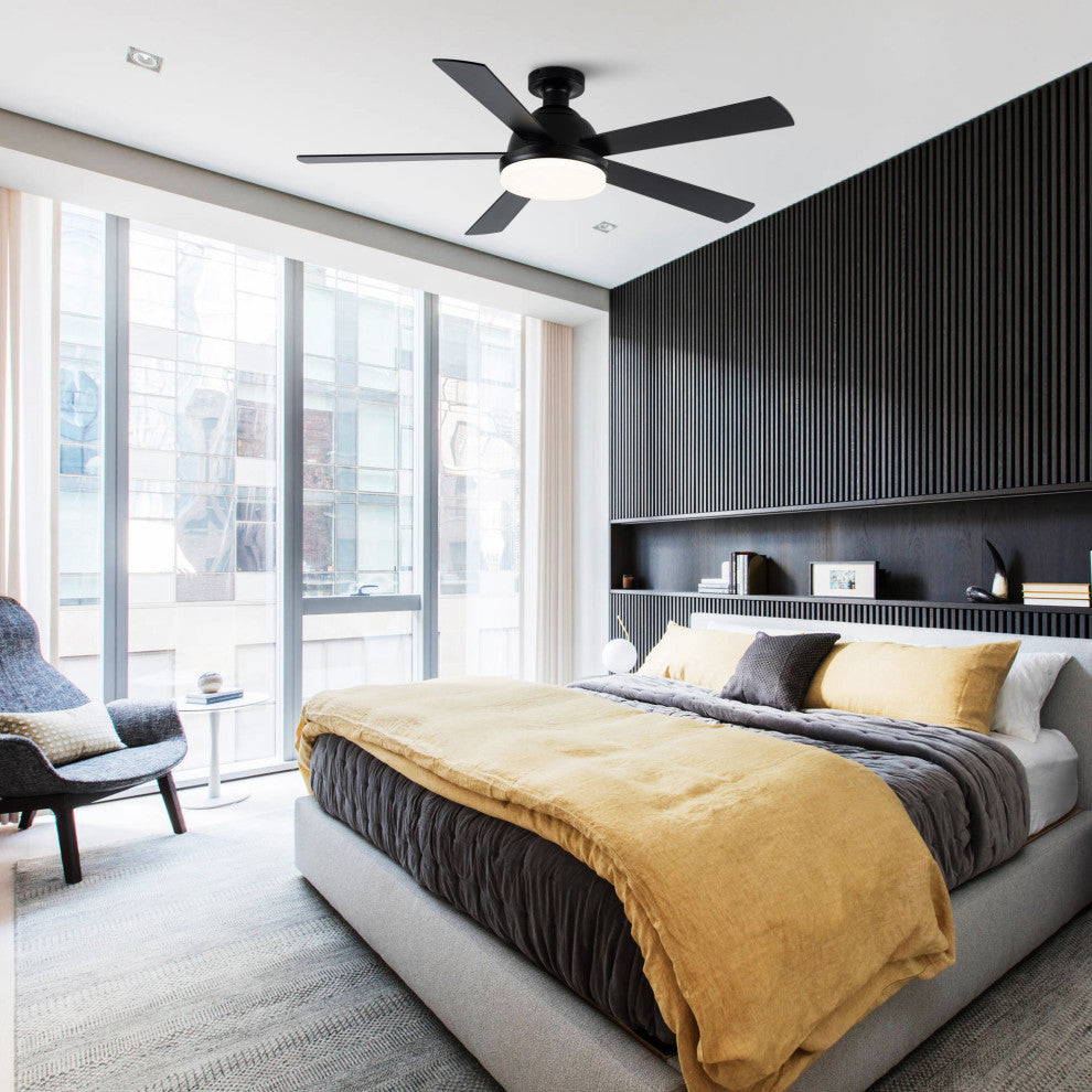 52-inch Modern Wood Black LED Ceiling Fan with Remote