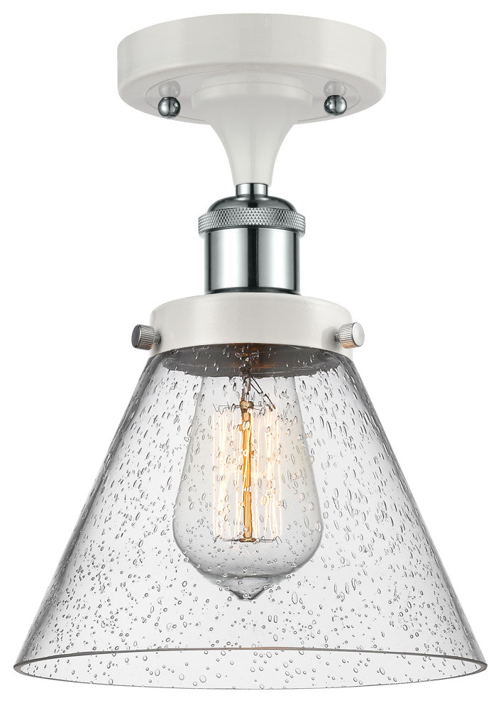 Innovations 916-1C-WPC-G44-LED 1-Light Semi-Flush Mount, White, Polished Chrome