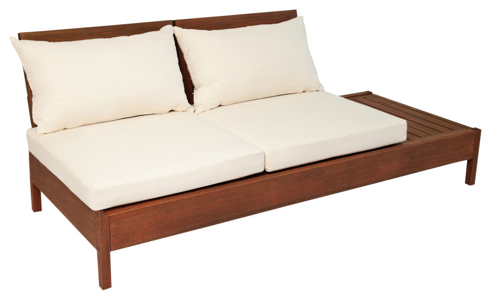 Grass Eucalyptus Wood Outdoor Reclining Chaise With Backrest and Cushions