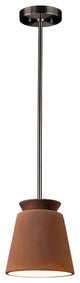 Small Trapezoid Pendant, Real Rust, Brushed Nickel, Integrated LED