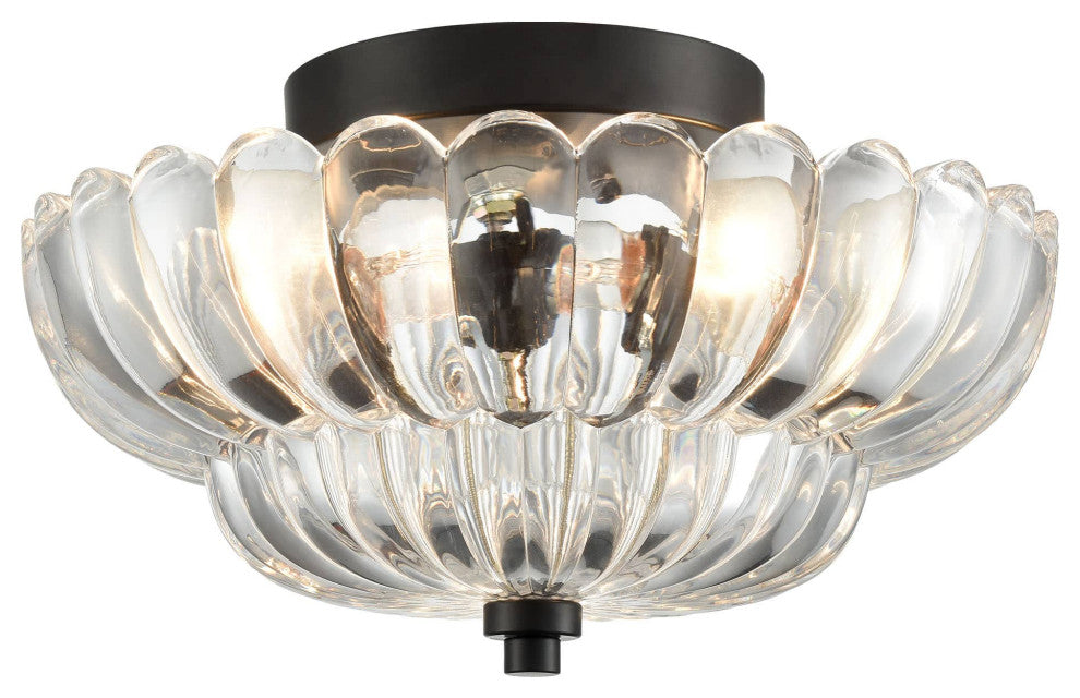 Modern Glass Semi Flush Mount Ceiling Light, Clear Glass