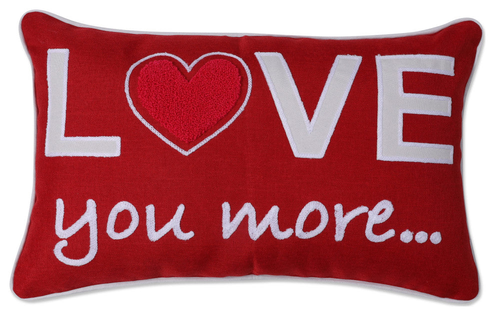 Indoor Valentines Love You More Red Rectangular 12x19 Throw Pillow Cover