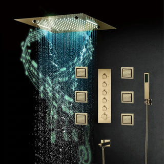 LED Shower System With Body Jets and Hand Shower, Style 2, Remote Control Light