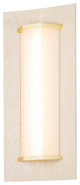 Penna 16" LED Sconce, Distressed Brass, White Washed Oak, 2700k