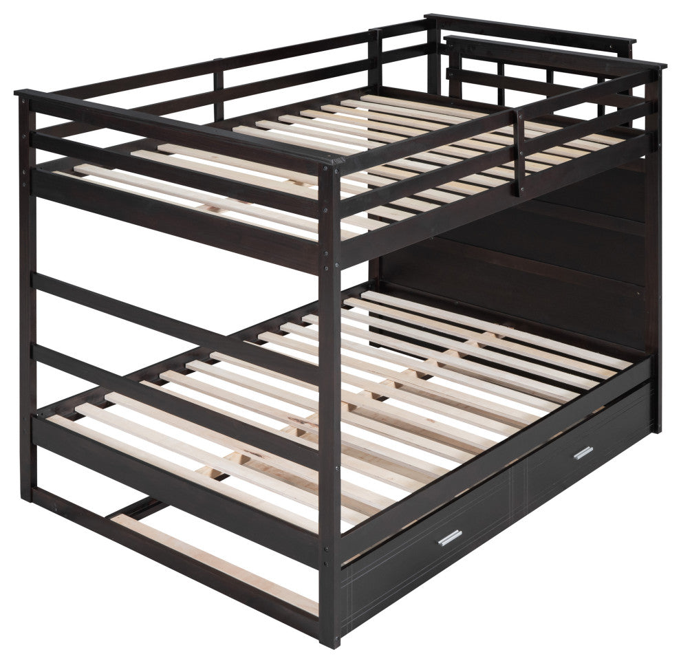 Gewnee Full Over Full Bunk Bed with Twin Size Trundle and Staircase