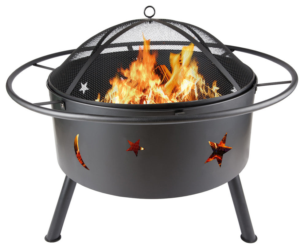 26.4'' H x 32'' W Iron Wood Burning Outdoor Fire Pit