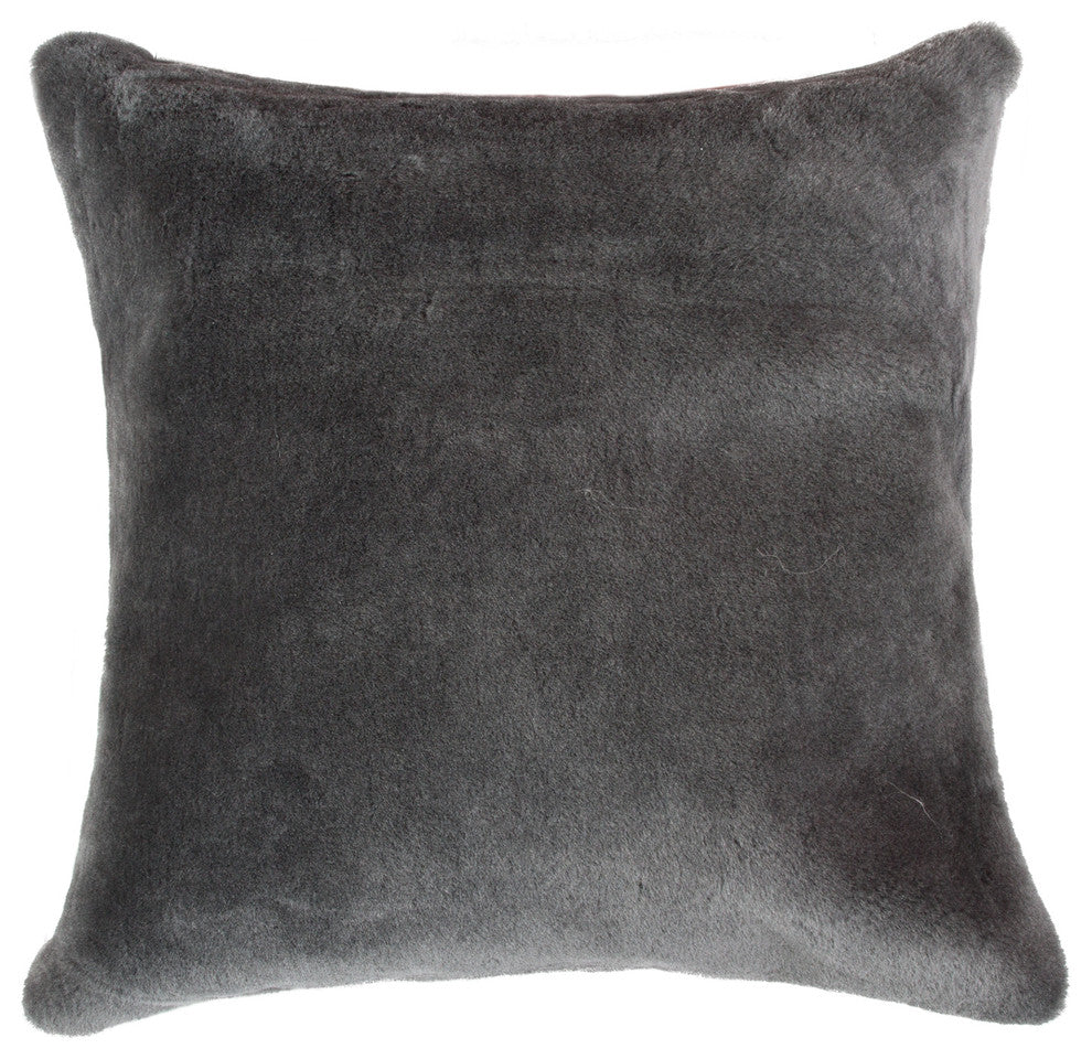 100% Sheepskin Nelson Pillow, Gray, 18"x18"